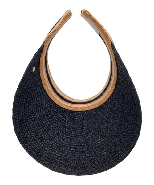 HELEN KAMINSKI（ヘレンカミンスキー）HELEN KAMINSKI (ヘレンカミンスキー) ラフィアサンバイザー ブラックの古着・服飾アイテム