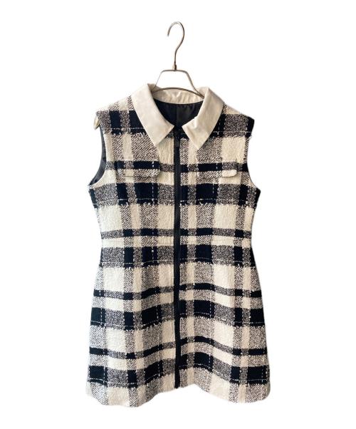 sheller（シェリエ）sheller (シェリエ) フロントジップツイードドレス ブラック×ホワイト サイズ:freeの古着・服飾アイテム