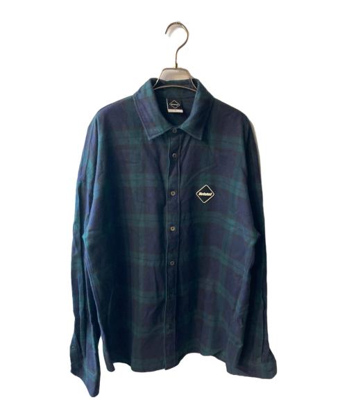 F.C.R.B.（エフシーレアルブリストル）F.C.R.B. (エフシーレアルブリストル) ARCH STAR FLANNEL CHECK SHIRTS ネイビー×グリーン サイズ:XLの古着・服飾アイテム