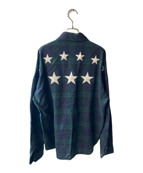 F.C.R.B.（エフシーレアルブリストル）F.C.R.B. (エフシーレアルブリストル) ARCH STAR FLANNEL CHECK SHIRTS ネイビー×グリーン サイズ:XLの古着・服飾アイテム