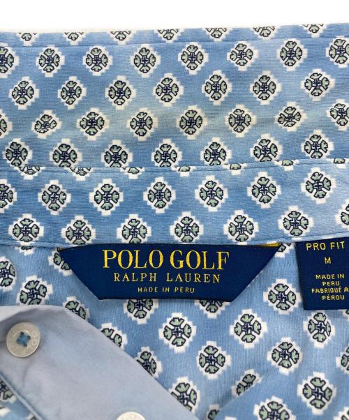 POLO GOLF RALPH LAUREN（ポロ ゴルフ ラルフローレン）POLO GOLF RALPH LAUREN (ポロ ゴルフ ラルフローレン) 総柄ポロシャツ スカイブルー サイズ:Ｍの古着・服飾アイテム