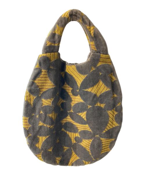 mina perhonen（ミナ ペルホネン）mina perhonen (ミナ ペルホネン) リーフエッグハンドバッグ イエロー×グレーの古着・服飾アイテム