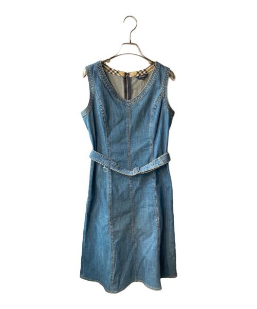 BURBERRY LONDON（バーバリーロンドン）BURBERRY LONDON (バーバリーロンドン) デニムノースリーブワンピース インディゴ サイズ:Lの古着・服飾アイテム