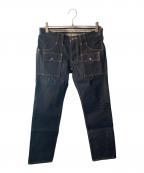 n(n) by NUMBER (N)INEエヌエヌバイナンバーナイン）の古着「音符涙 ブッシュデニムパンツ」｜インディゴ