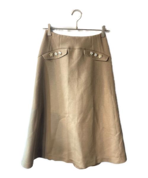 M Maglie le cassetto（エム マーリエ ル カセット）M Maglie le cassetto (エム マーリエ ル カセット) ビジューフレアスカート ベージュ サイズ:9 未使用品の古着・服飾アイテム