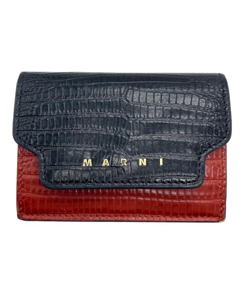 MARNI（マルニ）MARNI (マルニ) コンパクトウォレット ブラック×レッドの古着・服飾アイテム