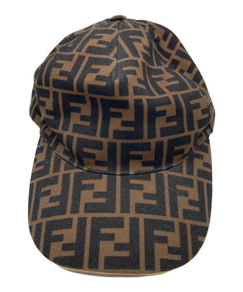 FENDI（フェンディ）FENDI (フェンディ) ズッカ柄ベースボールキャップ ブラウン×ブラックの古着・服飾アイテム