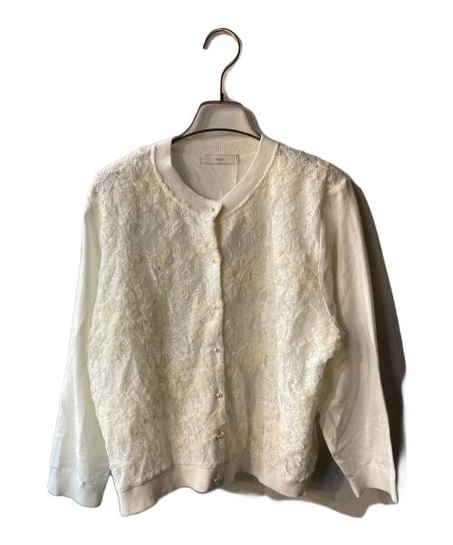 Maglie le cassetto（マーリエ ル カセット）Maglie le cassetto (マーリエ ル カセット) 3D刺繍レースカーディガン ホワイト サイズ:XL 未使用品の古着・服飾アイテム