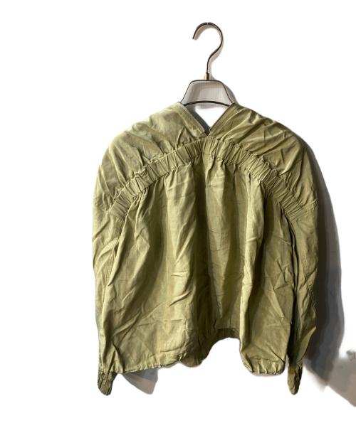 CURRENTAGE（カレンテージ）CURRENTAGE (カレンテージ) レーヨンリネンVネックブルゾン グリーン サイズ:不明の古着・服飾アイテム