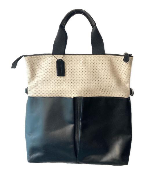 COACH（コーチ）COACH (コーチ) ハンドバッグ ブラック×ホワイトの古着・服飾アイテム
