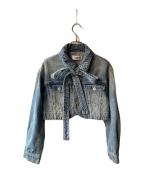 Lily Brownリリーブラウン）の古着「カーブヘムクロップドデニムジャケット」｜インディゴ