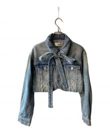 Lily Brown（リリーブラウン）の古着「カーブヘムクロップドデニムジャケット」｜インディゴ