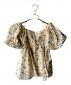 Lily Brownリリーブラウン）の古着「3wayシアージャガードペプラムブラウス」｜ベージュ