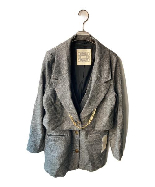 theodoric.dy（セオドリックディ）theodoric.dy (セオドリックディ) レイヤードセットジャケット グレー サイズ:freeの古着・服飾アイテム