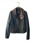 COACHコーチ）の古着「切替ライダースジャケット」｜ブラウン×ブラック