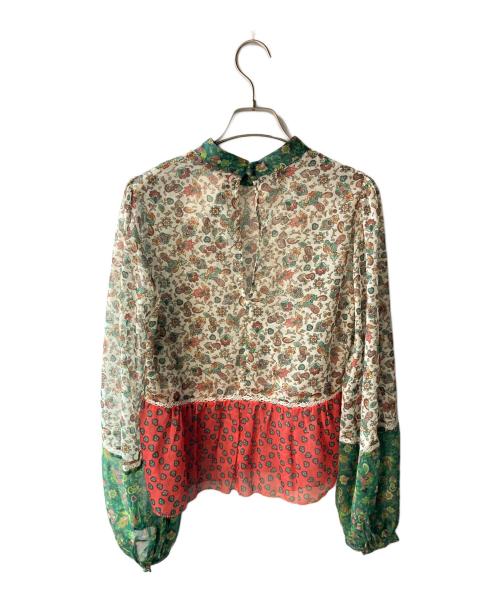 MAX&Co.（マックスアンドコー）MAX&Co. (マックスアンドコー) 総柄ブラウス レッド×グリーン サイズ:40の古着・服飾アイテム