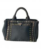 PRADAプラダ）の古着「カナパ ビジュースタッズ トートバッグ」｜ブラック