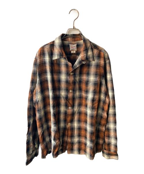 BRENT（ブレント）Brent (ブレント) オープンカラーチェックシャツ ブラウン サイズ:Lの古着・服飾アイテム