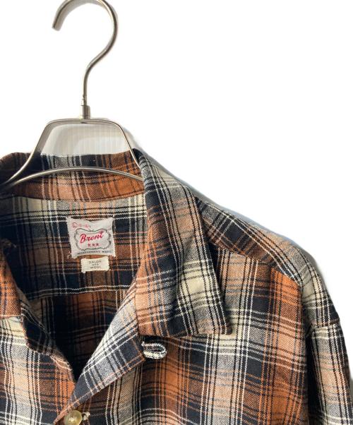 BRENT（ブレント）Brent (ブレント) オープンカラーチェックシャツ ブラウン サイズ:Lの古着・服飾アイテム