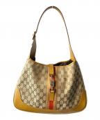 GUCCIグッチ）の古着「GGキャンバス ジャッキー ハーフムーンショルダーバッグ」｜ベージュ