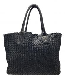BOTTEGA VENETA（ボッテガベネタ）の古着「イントレチャートトートバッグ」｜ブラック