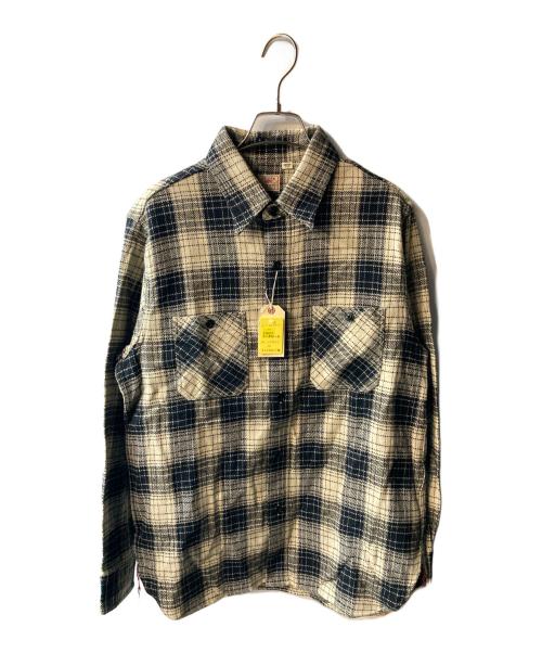 SUGAR CANE（シュガーケーン）SUGAR CANE (シュガーケーン) ツイルチェックワークシャツ ベージュ サイズ:Mの古着・服飾アイテム