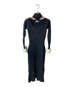 darichダーリッチ）の古着「チョーカーファーリブロングワンピース」｜ブラック