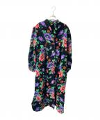 FEILERフェイラー）の古着「花柄ロングコート」｜ブラック