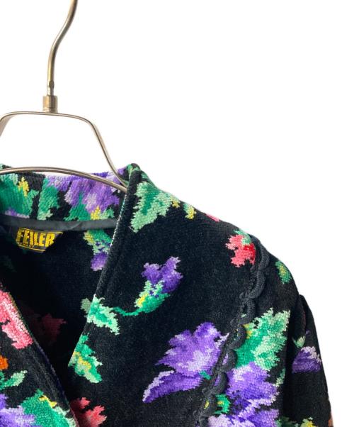 FEILER（フェイラー）FEILER (フェイラー) 花柄ロングコート ブラック サイズ:表記なしの古着・服飾アイテム