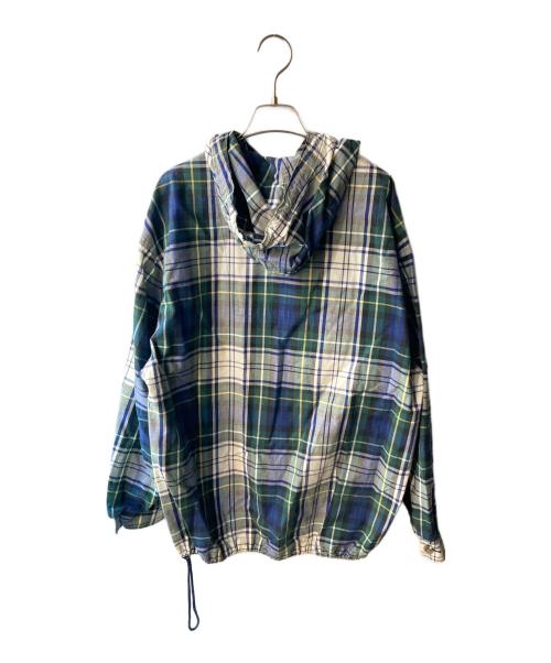 Eddie Bauer（エディーバウアー）Eddie Bauer (エディーバウアー) チェック柄アノラックパーカー グリーン×ネイビー サイズ:Sの古着・服飾アイテム