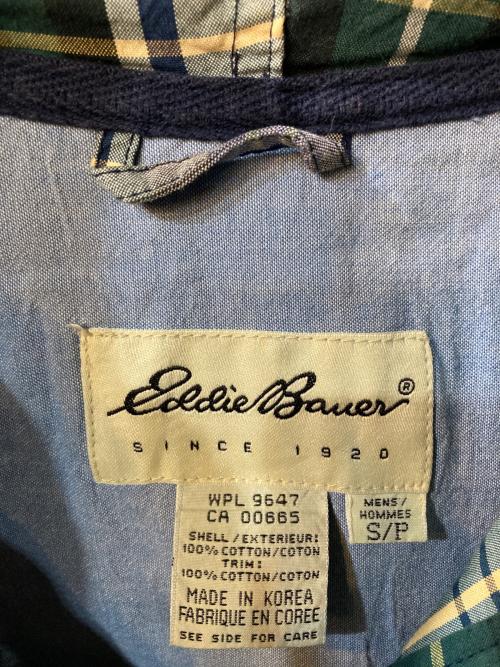 Eddie Bauer（エディーバウアー）Eddie Bauer (エディーバウアー) チェック柄アノラックパーカー グリーン×ネイビー サイズ:Sの古着・服飾アイテム