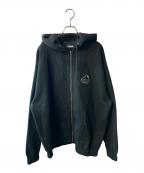 X-LARGEエクストララージ）の古着「BACKSIDE SLANTED OG ZIP HOODED SWEATSHIRT」｜ブラック