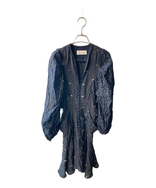 Mame Kurogouchi（マメクロゴウチ）mame kurogouchi (マメクロゴウチ) Sarasa Jacquard Dress ネイビー サイズ:Sの古着・服飾アイテム