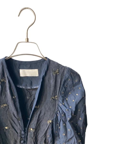 Mame Kurogouchi（マメクロゴウチ）mame kurogouchi (マメクロゴウチ) Sarasa Jacquard Dress ネイビー サイズ:Sの古着・服飾アイテム