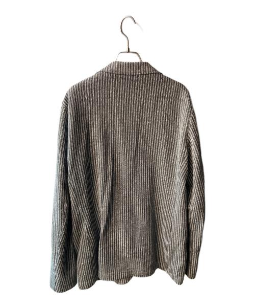 UNITED ARROWS（ユナイテッドアローズ）UNITED ARROWS (ユナイテッドアローズ) リネンコットンストライプニットジャケット ブラウン サイズ:52の古着・服飾アイテム