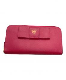 PRADA（プラダ）の古着「ラウンドジッピーウォレット」｜ピンク
