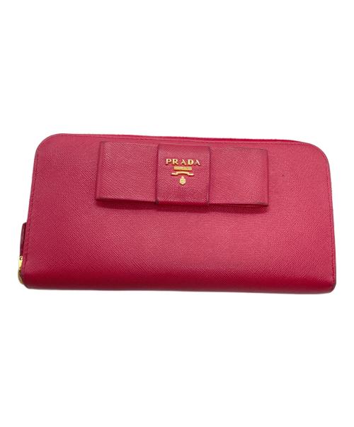 PRADA（プラダ）PRADA (プラダ) ラウンドジッピーウォレット ピンクの古着・服飾アイテム