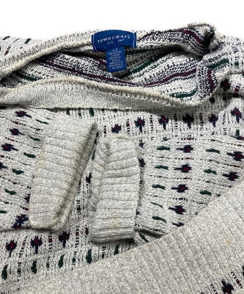 TOWN CRAFT（タウンクラフト）TOWN CRAFT (タウンクラフト) USA製総柄ニット ベージュ サイズ:SIZE Lの古着・服飾アイテム