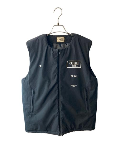 73R（セブンスリーアール）73R (セブンスリーアール) BOX LOGO NYLON PADDED VEST ブラック サイズ:Ｍの古着・服飾アイテム