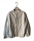 DANTONダントン）の古着「BAND COLLAR SHIRT LONGSLEEVE OX」｜グレー×ホワイト