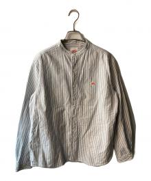 DANTON（ダントン）の古着「BAND COLLAR SHIRT LONGSLEEVE OX」｜グレー×ホワイト