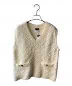 PLSTプラステ）の古着「ニットツイードVネックベスト」｜ホワイト
