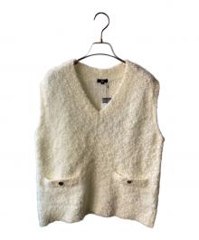 PLST（プラステ）の古着「ニットツイードVネックベスト」｜ホワイト