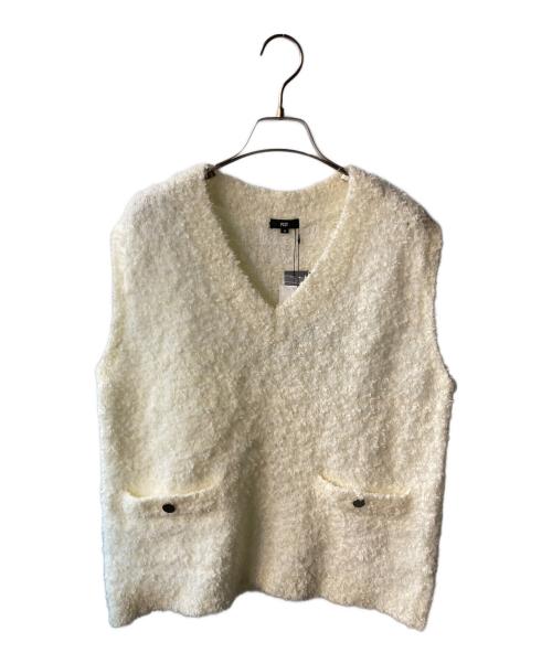 PLST（プラステ）PLST (プラステ) ニットツイードVネックベスト ホワイト サイズ:Ｍ 未使用品の古着・服飾アイテム