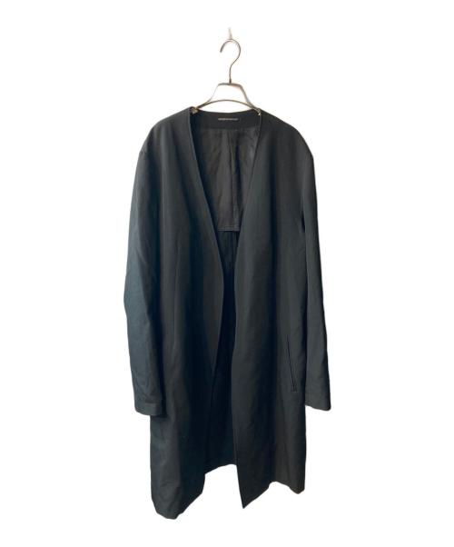 Yohji Yamamoto pour homme（ヨウジヤマモト プールオム）Yohji Yamamoto pour homme (ヨウジヤマモト プールオム) シワギャバ ノーカラー ロングジャケット ブラック サイズ:4の古着・服飾アイテム