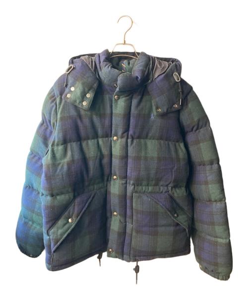 POLO RALPH LAUREN（ポロ・ラルフローレン）POLO RALPH LAUREN (ポロ・ラルフローレン) タータン ウールブレンド ダウン ジャケット グリーン×ネイビー サイズ:XLの古着・服飾アイテム