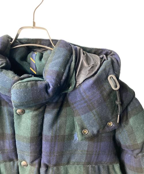 POLO RALPH LAUREN（ポロ・ラルフローレン）POLO RALPH LAUREN (ポロ・ラルフローレン) タータン ウールブレンド ダウン ジャケット グリーン×ネイビー サイズ:XLの古着・服飾アイテム