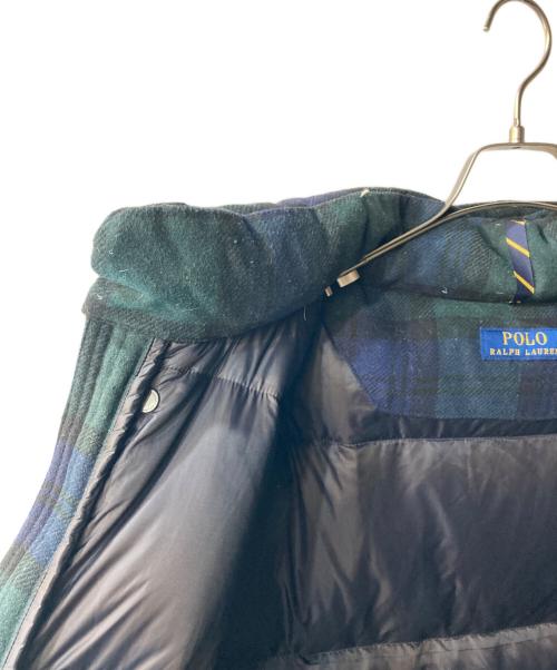 POLO RALPH LAUREN（ポロ・ラルフローレン）POLO RALPH LAUREN (ポロ・ラルフローレン) タータン ウールブレンド ダウン ジャケット グリーン×ネイビー サイズ:XLの古着・服飾アイテム