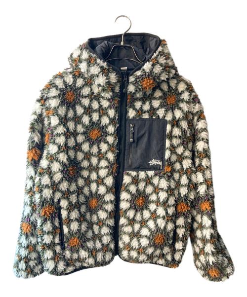 stussy（ステューシー）stussy (ステューシー) PATTERN SHERPA JACKET NATURAL ブラック サイズ:Mの古着・服飾アイテム