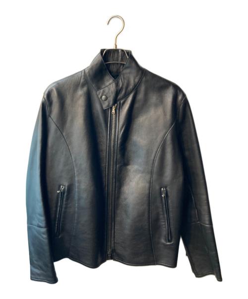 EMPORIO ARMANI（エンポリオ アルマーニ）EMPORIO ARMANI (エンポリオアルマーニ) ラムレザーライダースジャケット ブラック サイズ:48の古着・服飾アイテム